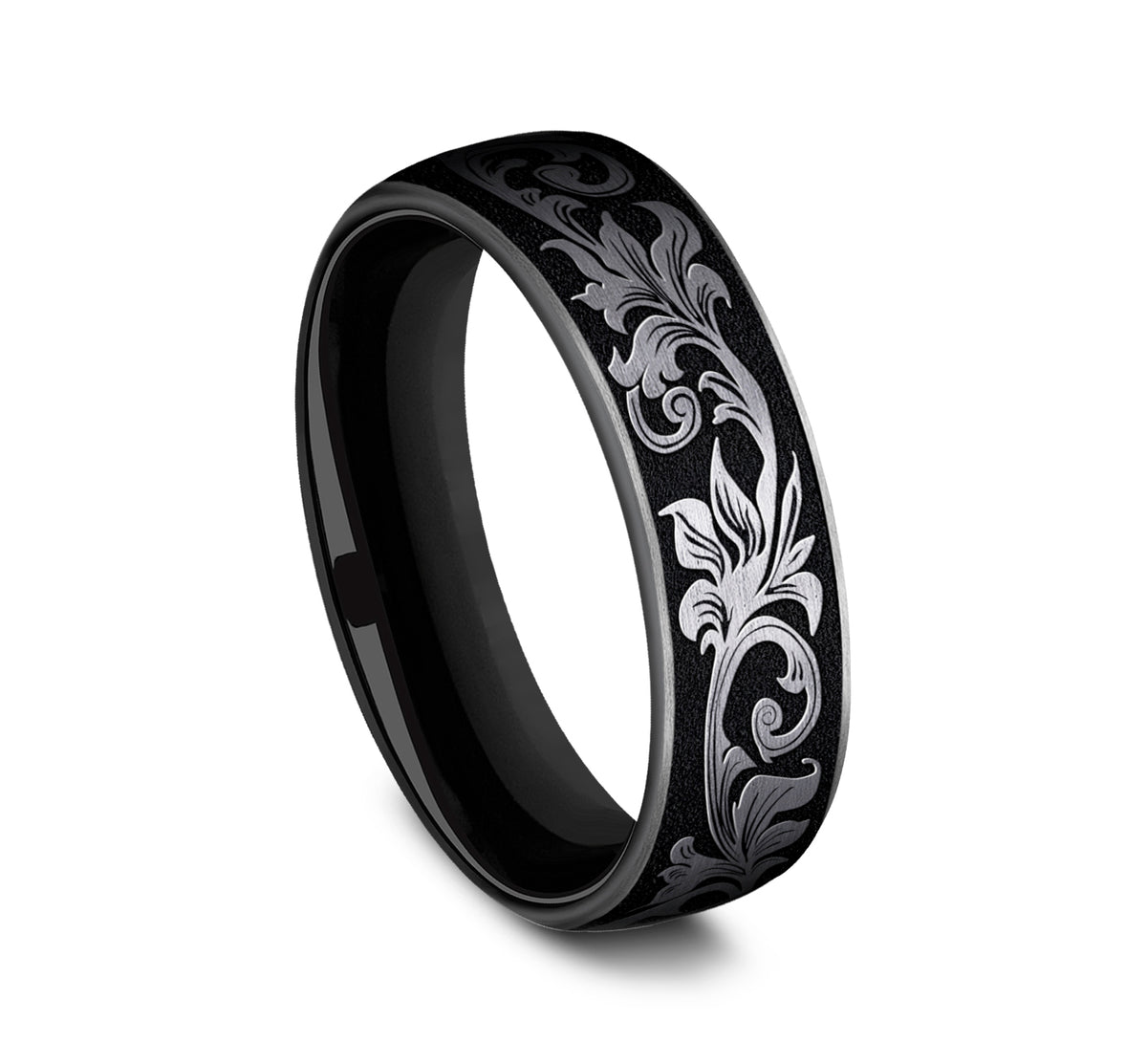 THE PALACE 6.5mm Grey/Black Titanium Benchmark men's wedding band