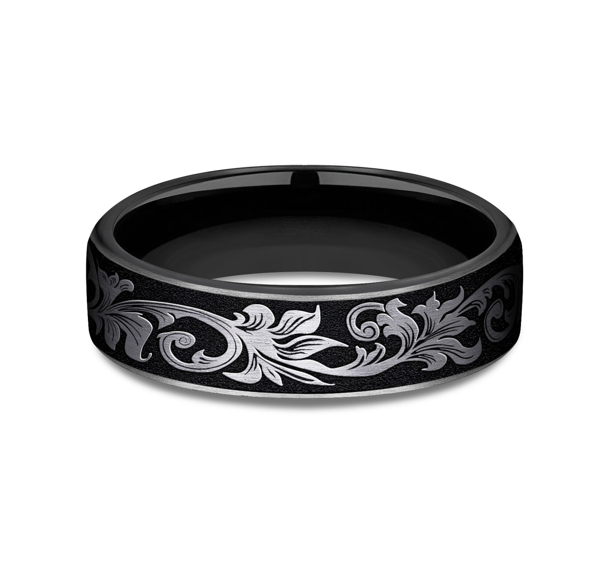 THE PALACE 6.5mm Grey/Black Titanium Benchmark men's wedding band