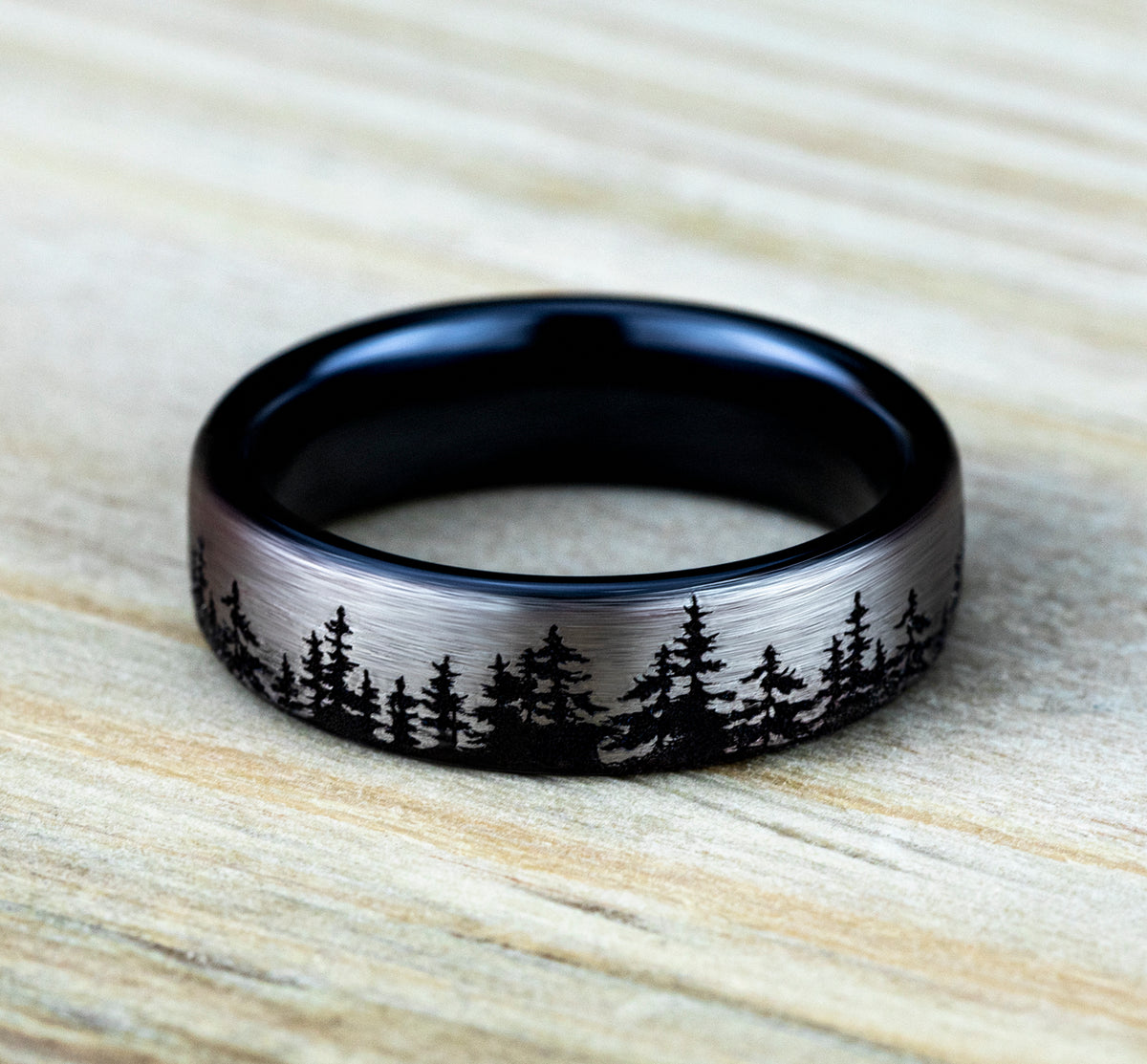 THE ALPINE 6.5mm Grey/Black Titanium Benchmark men's wedding band