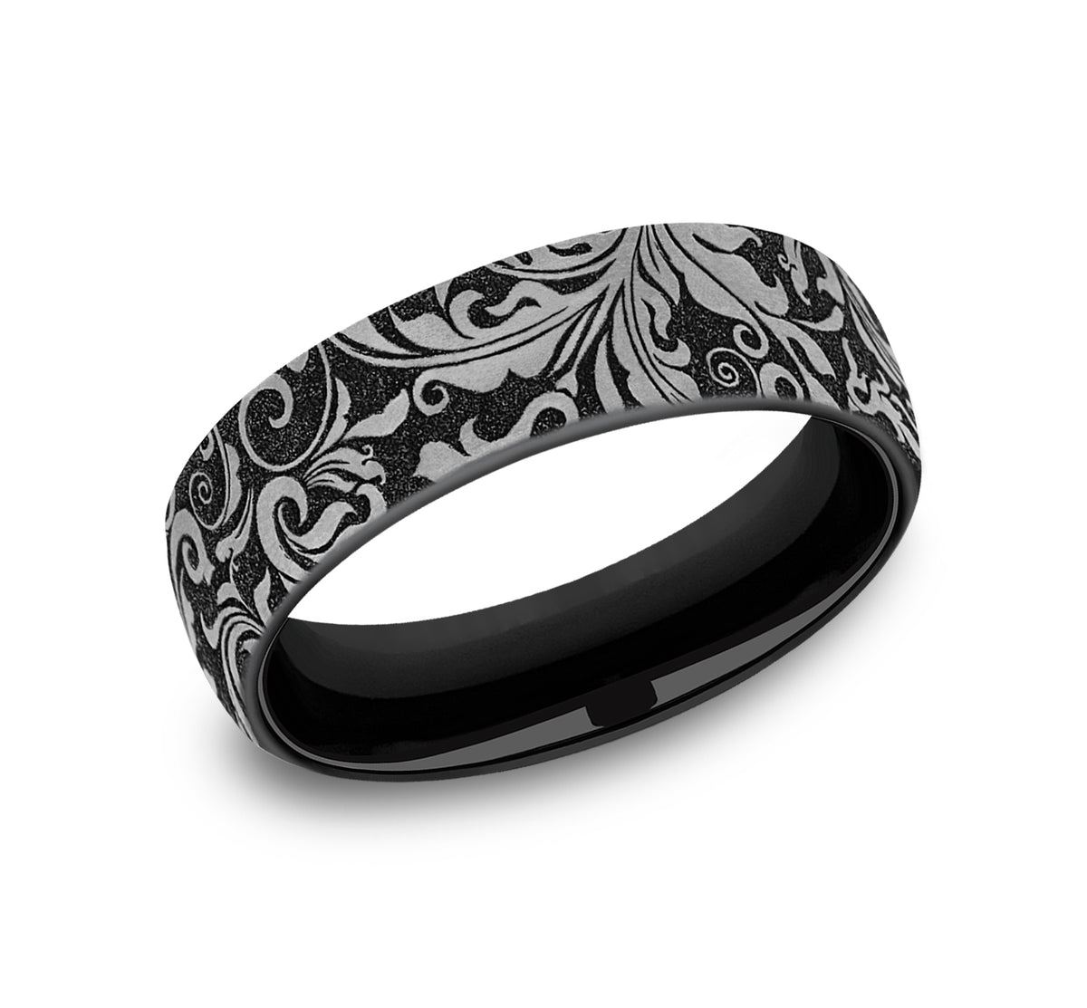 THE VINE 6.5mm Grey/Black Titanium Benchmark men's wedding band