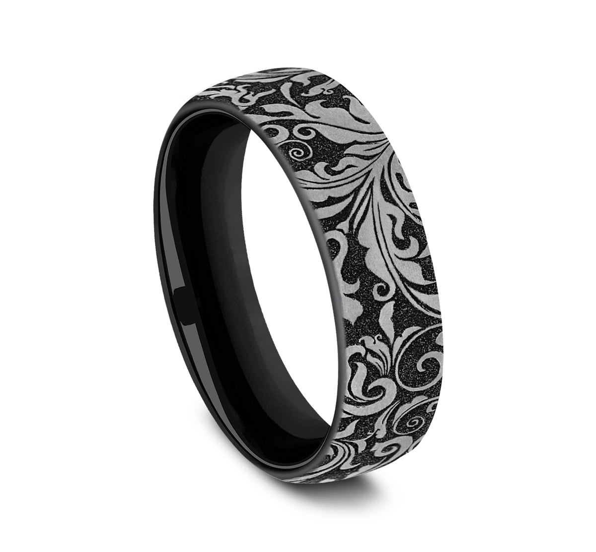 THE VINE 6.5mm Grey/Black Titanium Benchmark men's wedding band
