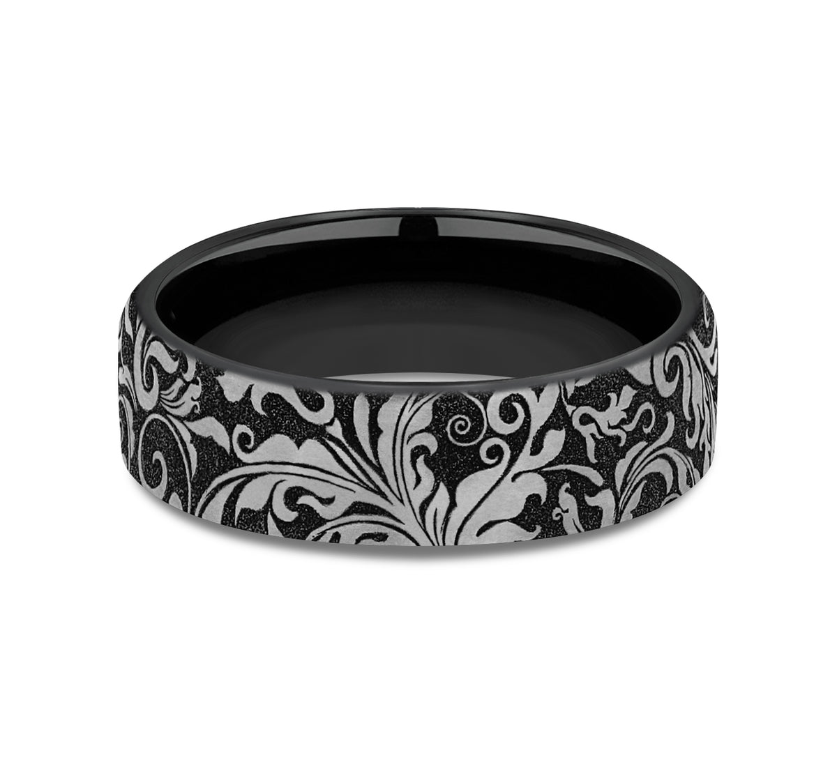 THE VINE 6.5mm Grey/Black Titanium Benchmark men's wedding band