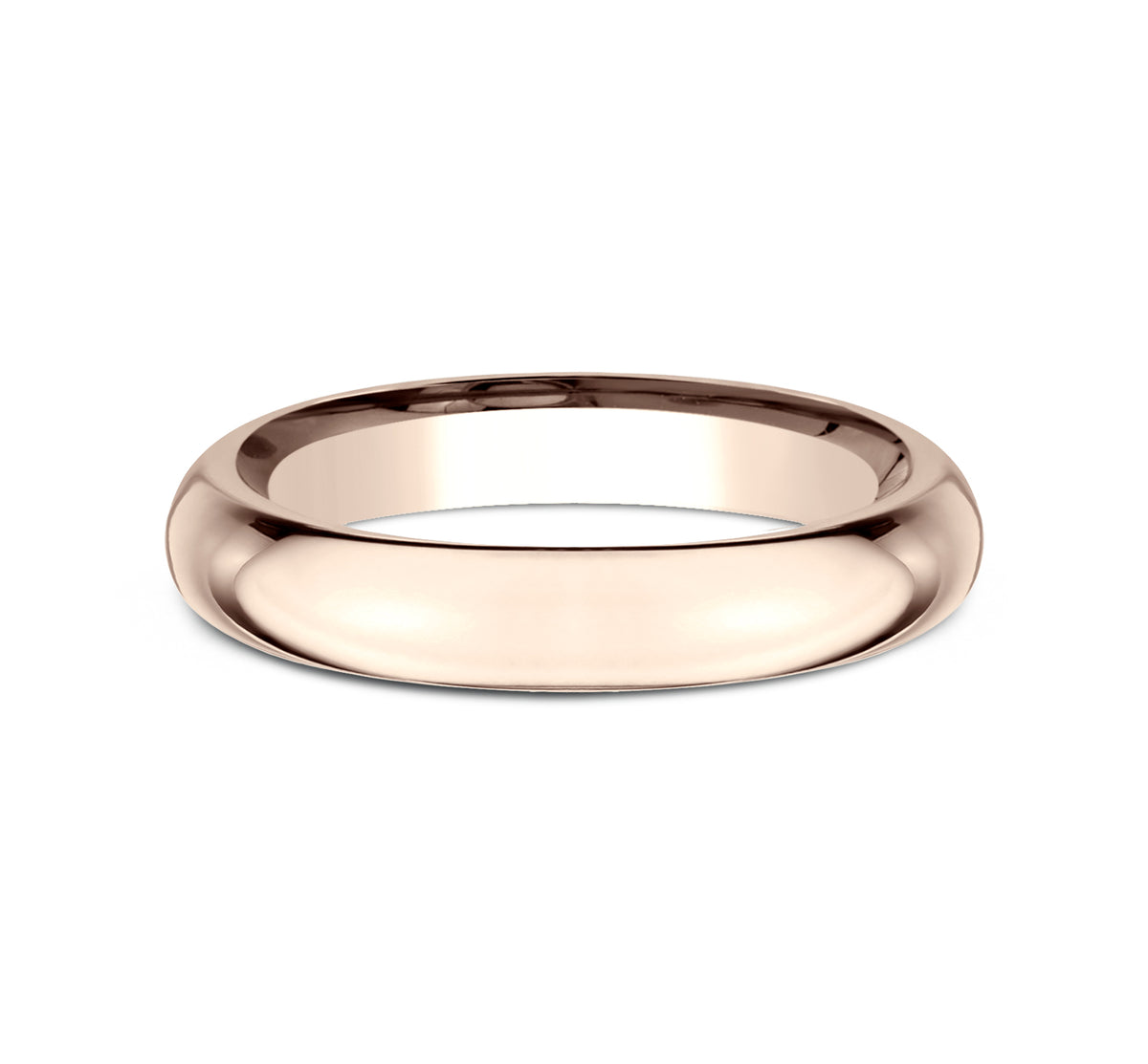 High Dome Comfort Fit 3mm 14K Rose Benchmark men's wedding band