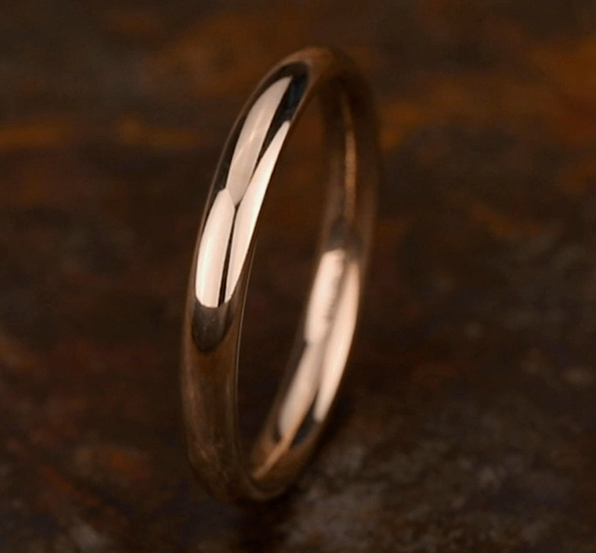 High Dome Comfort Fit 3mm 14K Rose Benchmark men's wedding band
