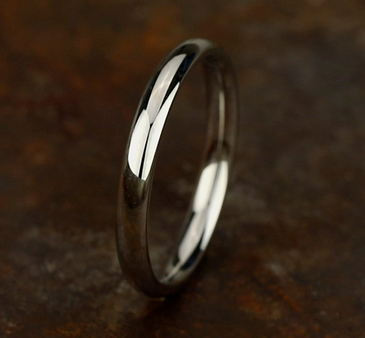 High Dome Comfort Fit 3mm 14K White Benchmark men's wedding band