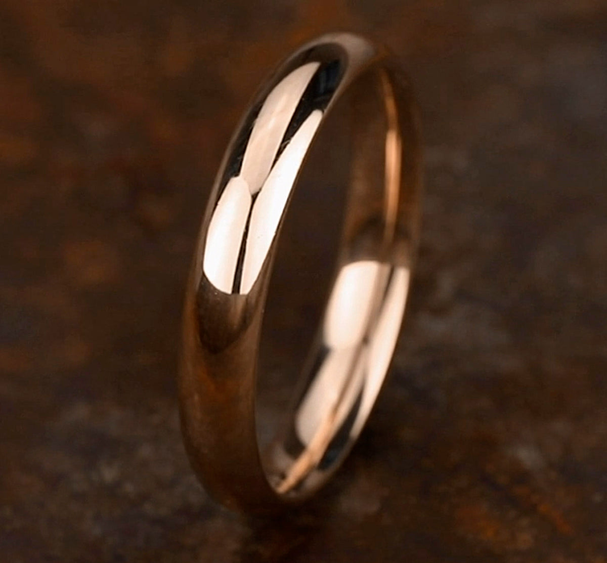 High Dome Comfort Fit 4mm 14K Rose Benchmark men's wedding band