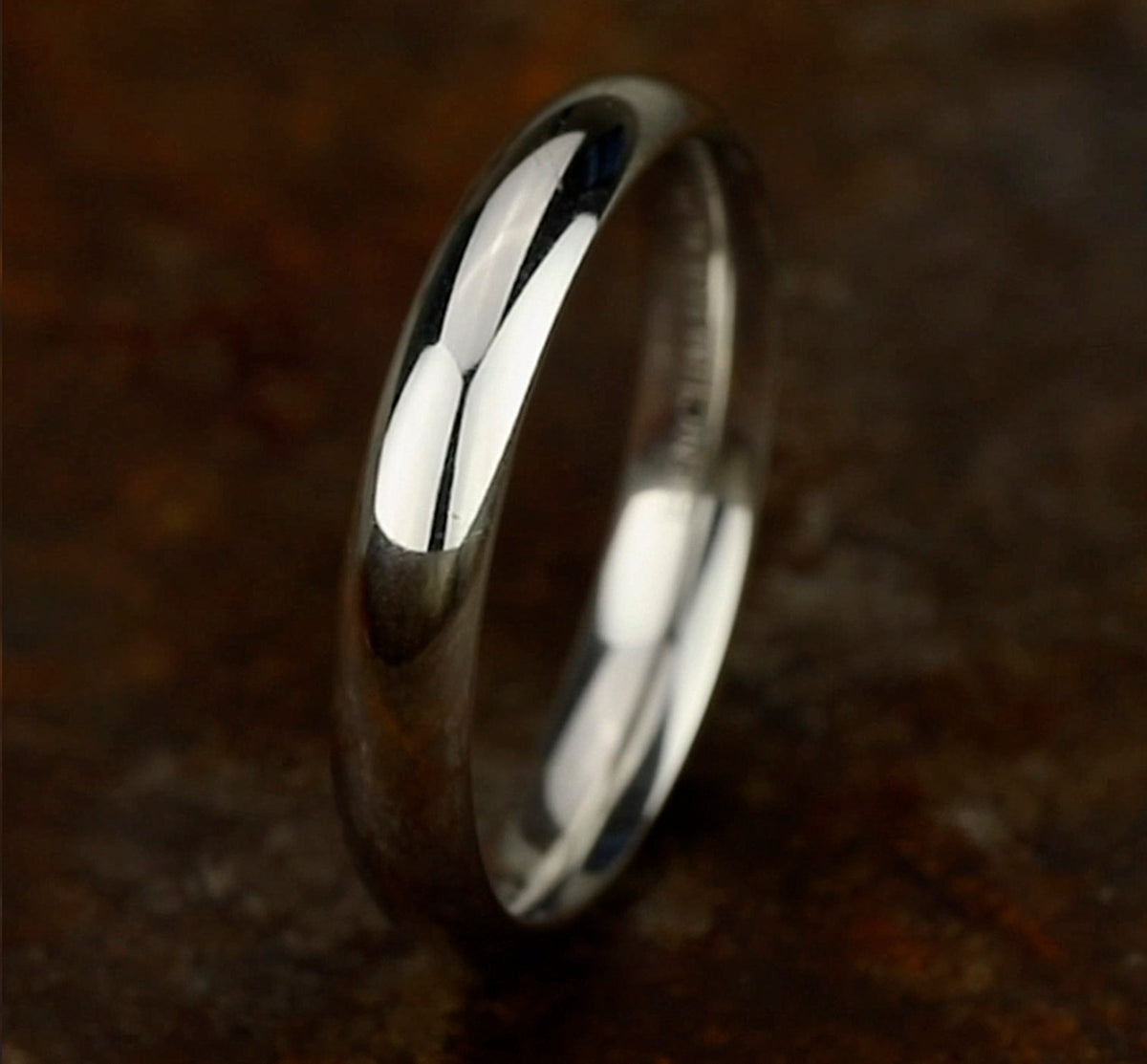 High Dome Comfort Fit 4mm 14K White Benchmark men's wedding band