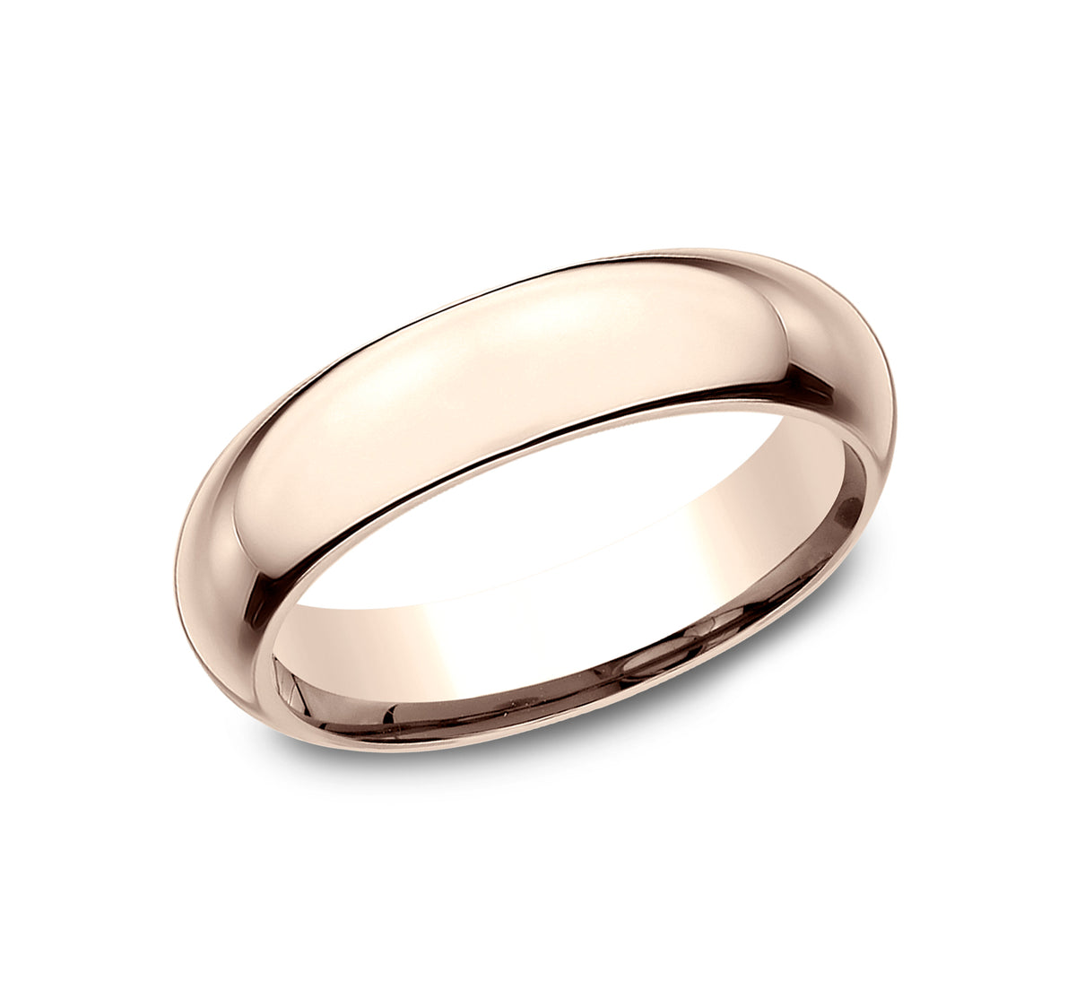 High Dome Comfort Fit 5mm 14K Rose Benchmark men's wedding band