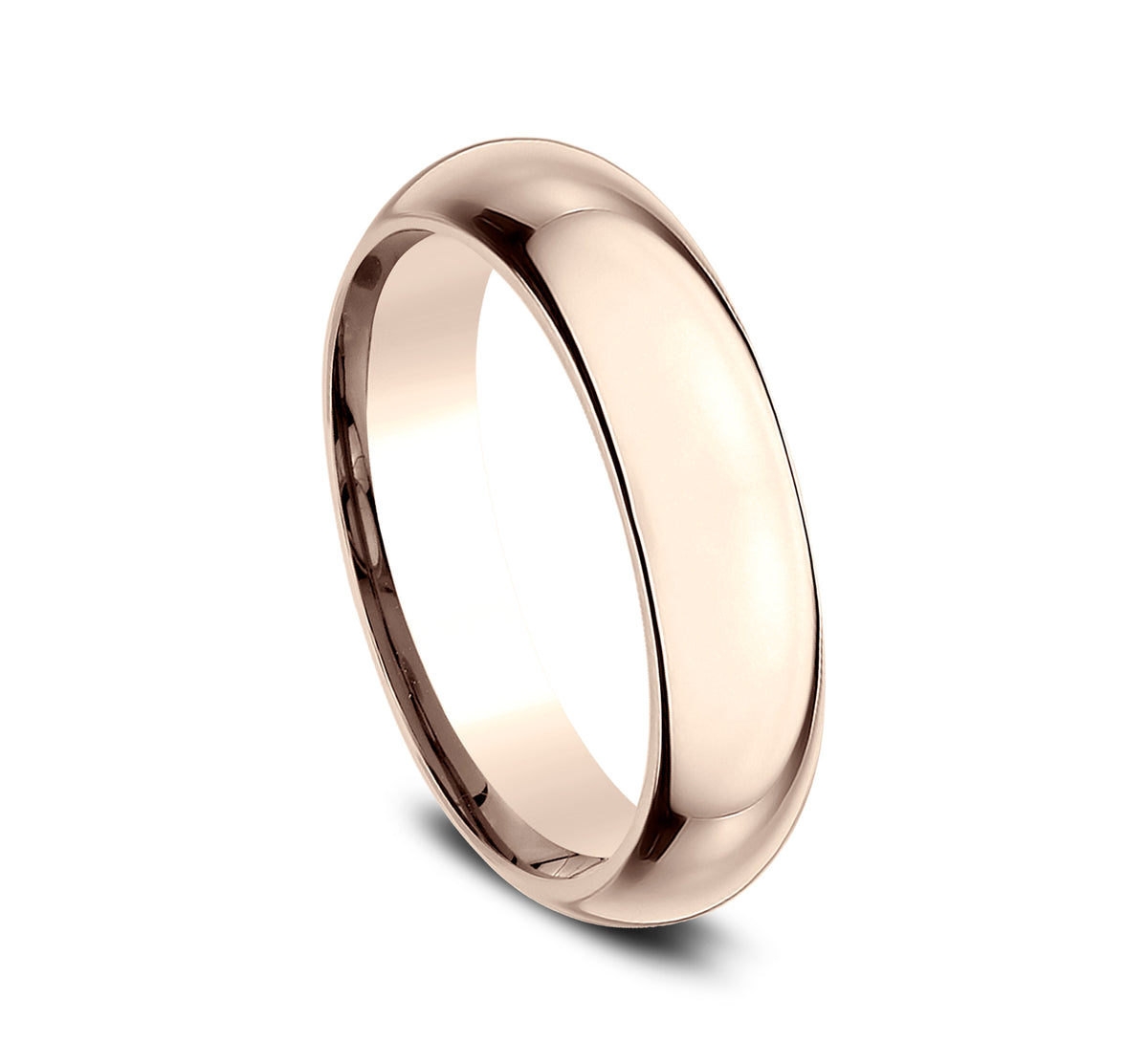 High Dome Comfort Fit 5mm 14K Rose Benchmark men's wedding band