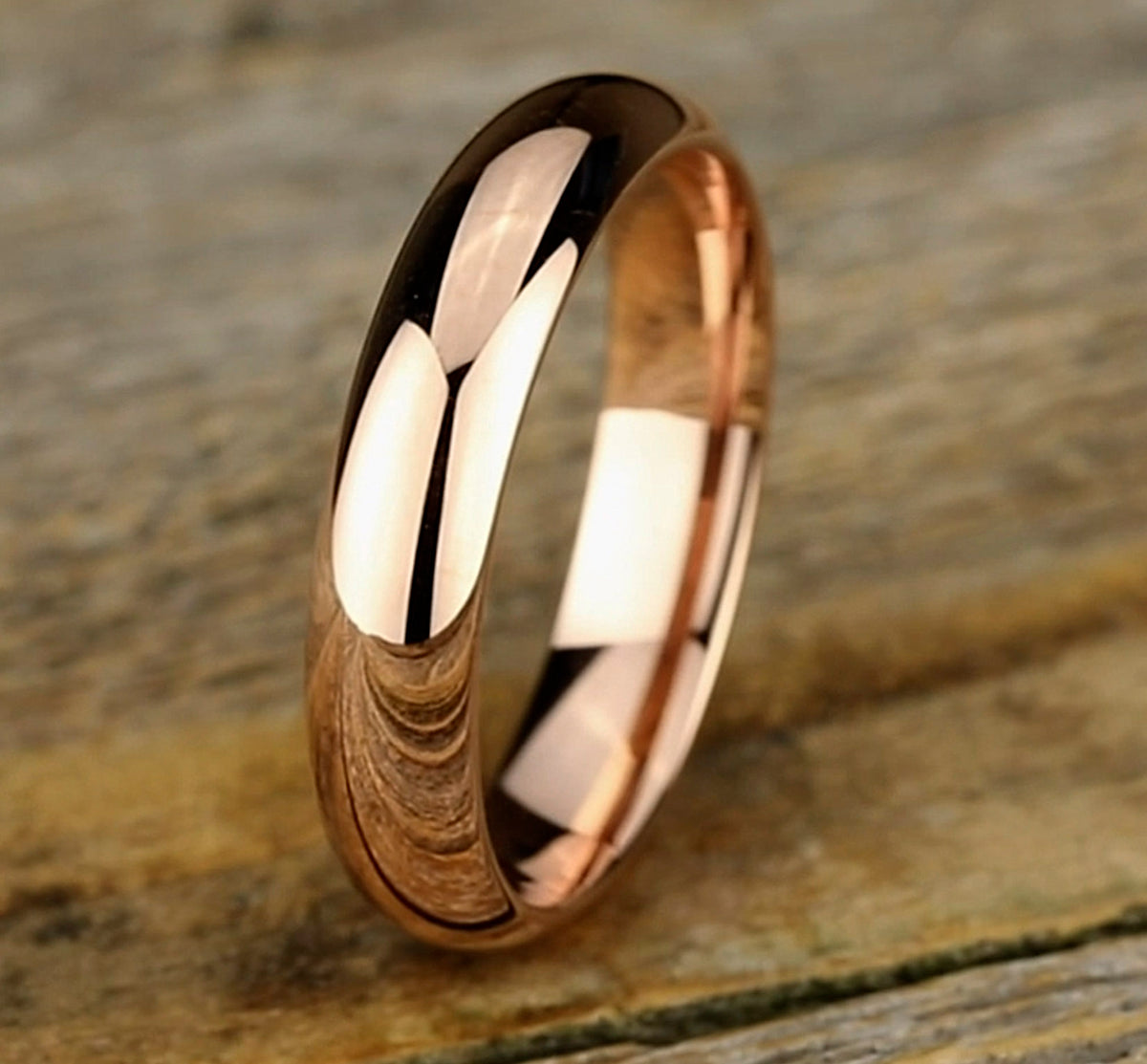 High Dome Comfort Fit 5mm 14K Rose Benchmark men's wedding band