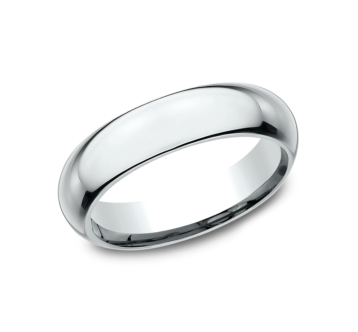 High Dome Comfort Fit 5mm 14K White Benchmark men's wedding band