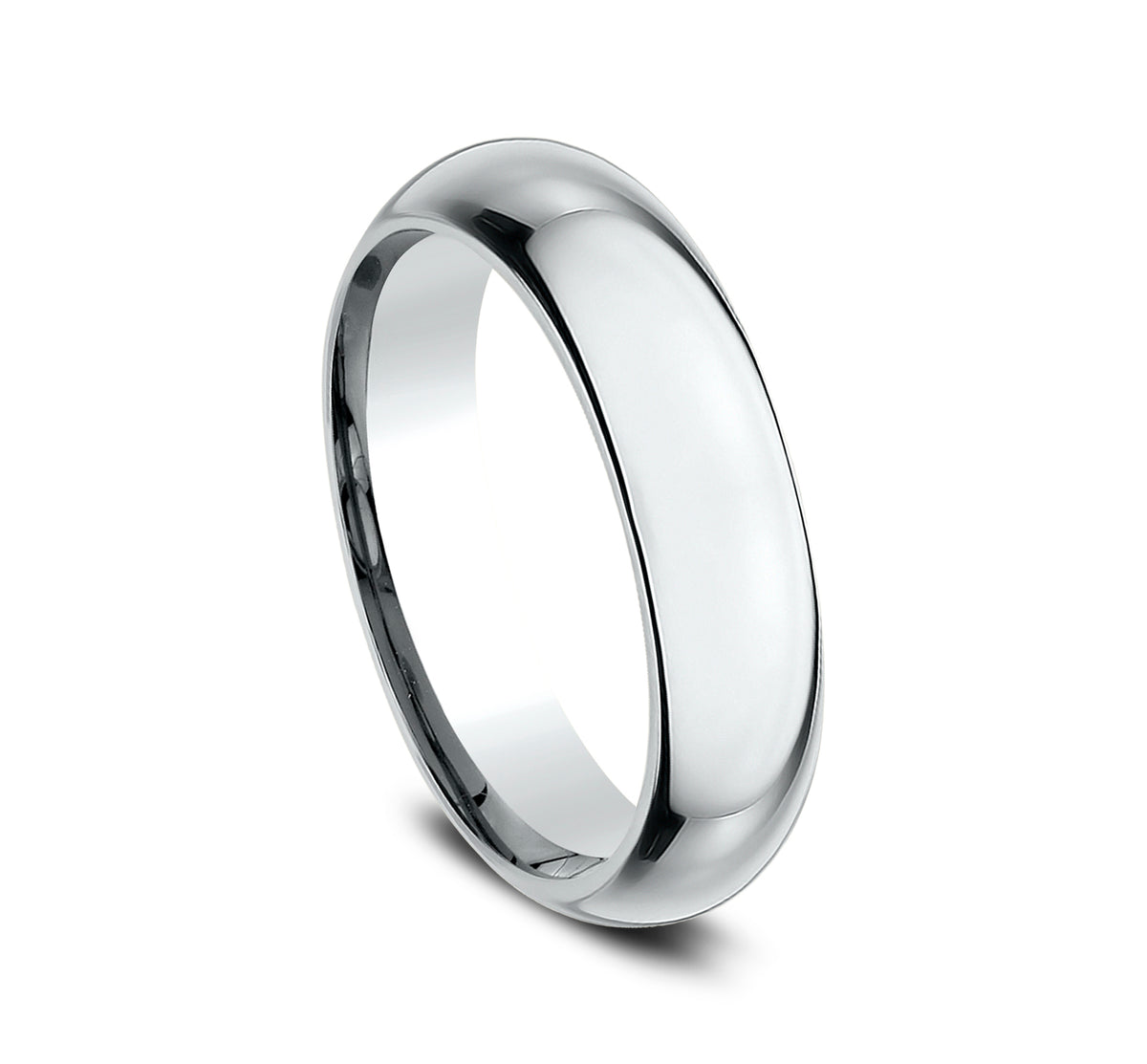 High Dome Comfort Fit 5mm 14K White Benchmark men's wedding band