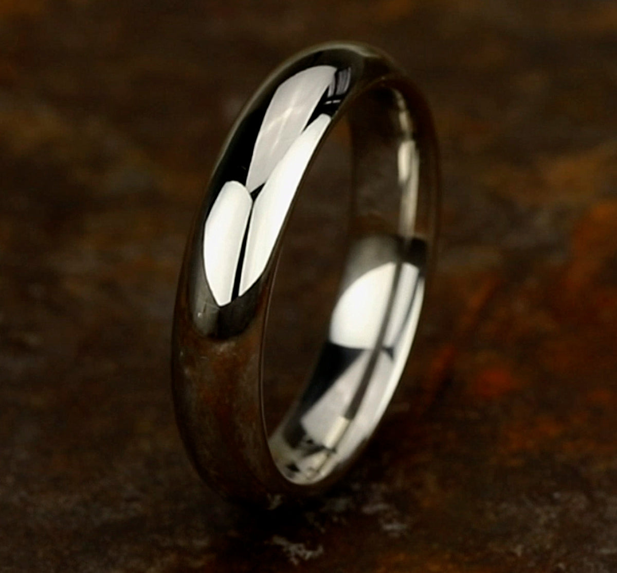 High Dome Comfort Fit 5mm 14K White Benchmark men's wedding band