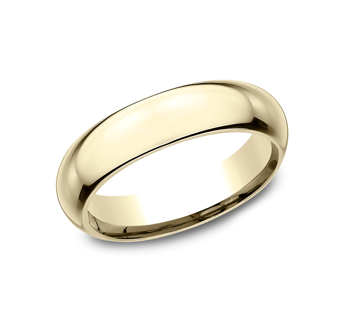 High Dome Comfort Fit 5mm 14K Yellow Benchmark men's wedding band