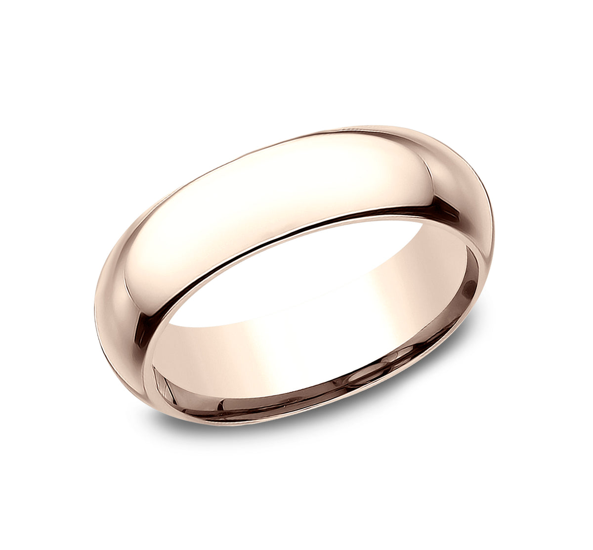 High Dome Comfort Fit 6mm 14K Rose Benchmark men's wedding band