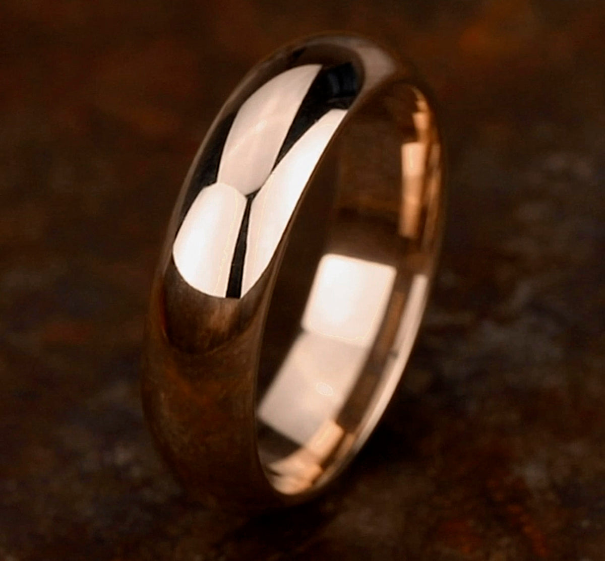 High Dome Comfort Fit 6mm 14K Rose Benchmark men's wedding band