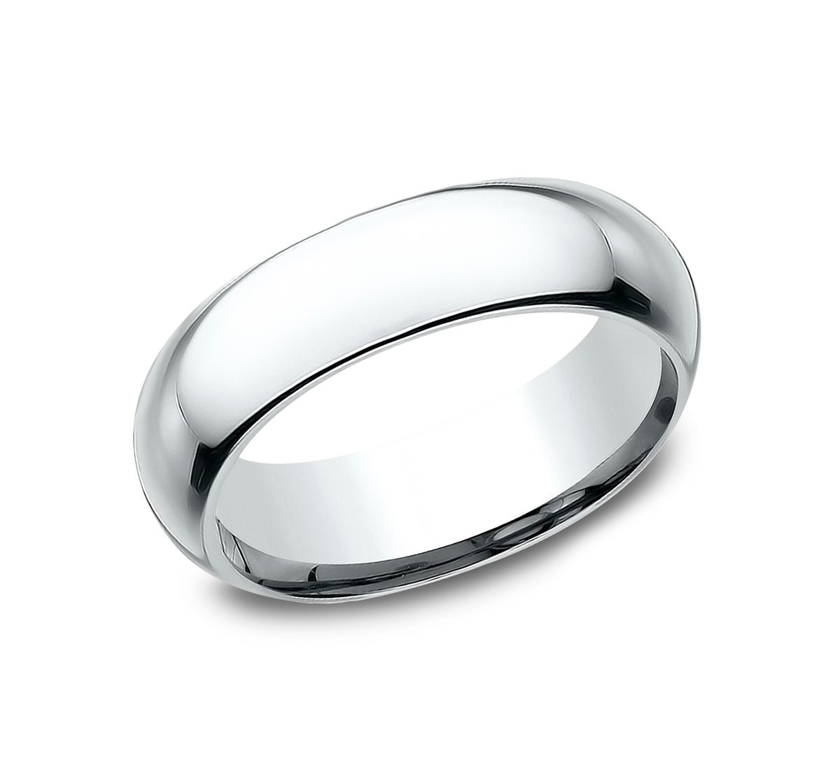 High Dome Comfort Fit 6mm 14K White Benchmark men's wedding band