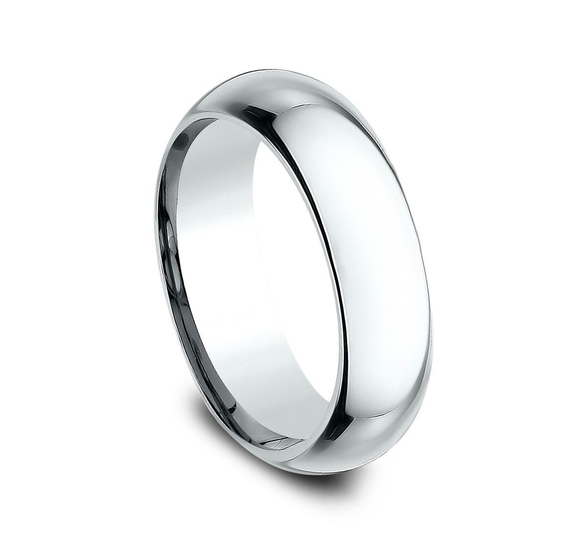 High Dome Comfort Fit 6mm 14K White Benchmark men's wedding band