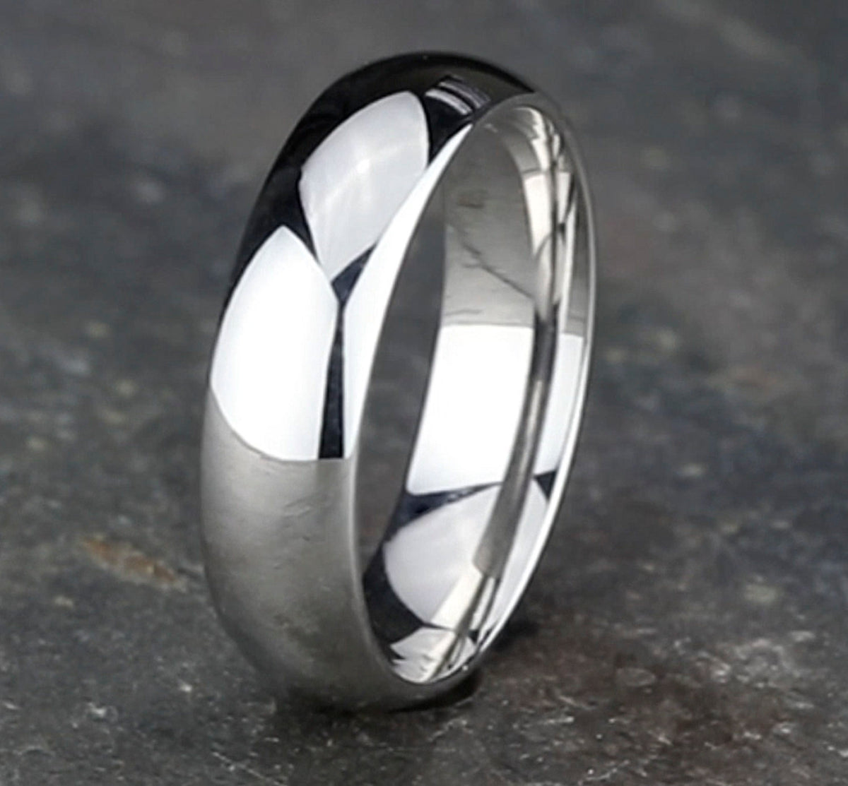 High Dome Comfort Fit 6mm 14K White Benchmark men's wedding band