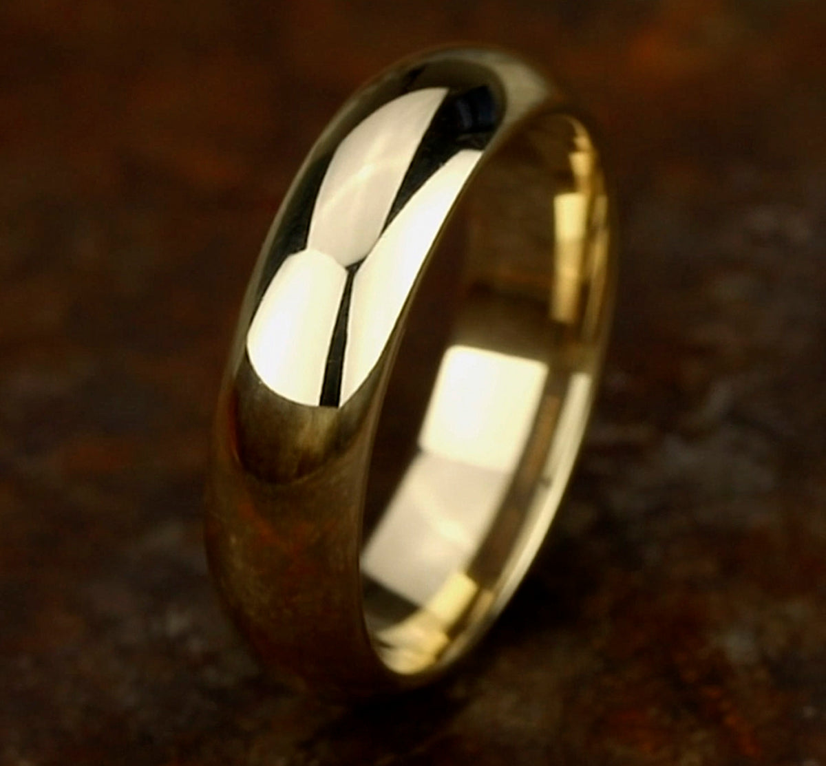 High Dome Comfort Fit 6mm 14K Yellow Benchmark men's wedding band