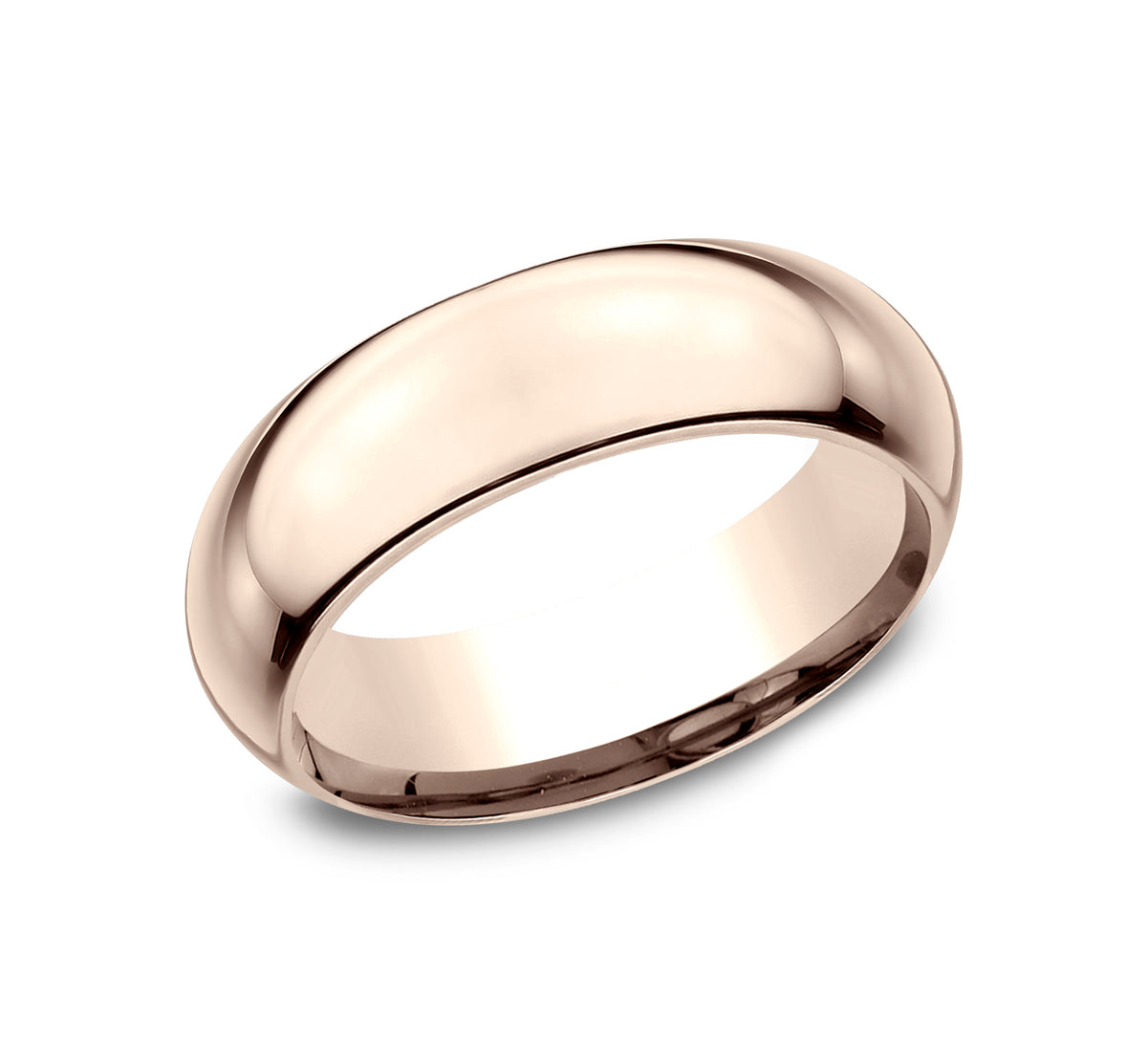 High Dome Comfort Fit 7mm 14K Rose Benchmark men's wedding band