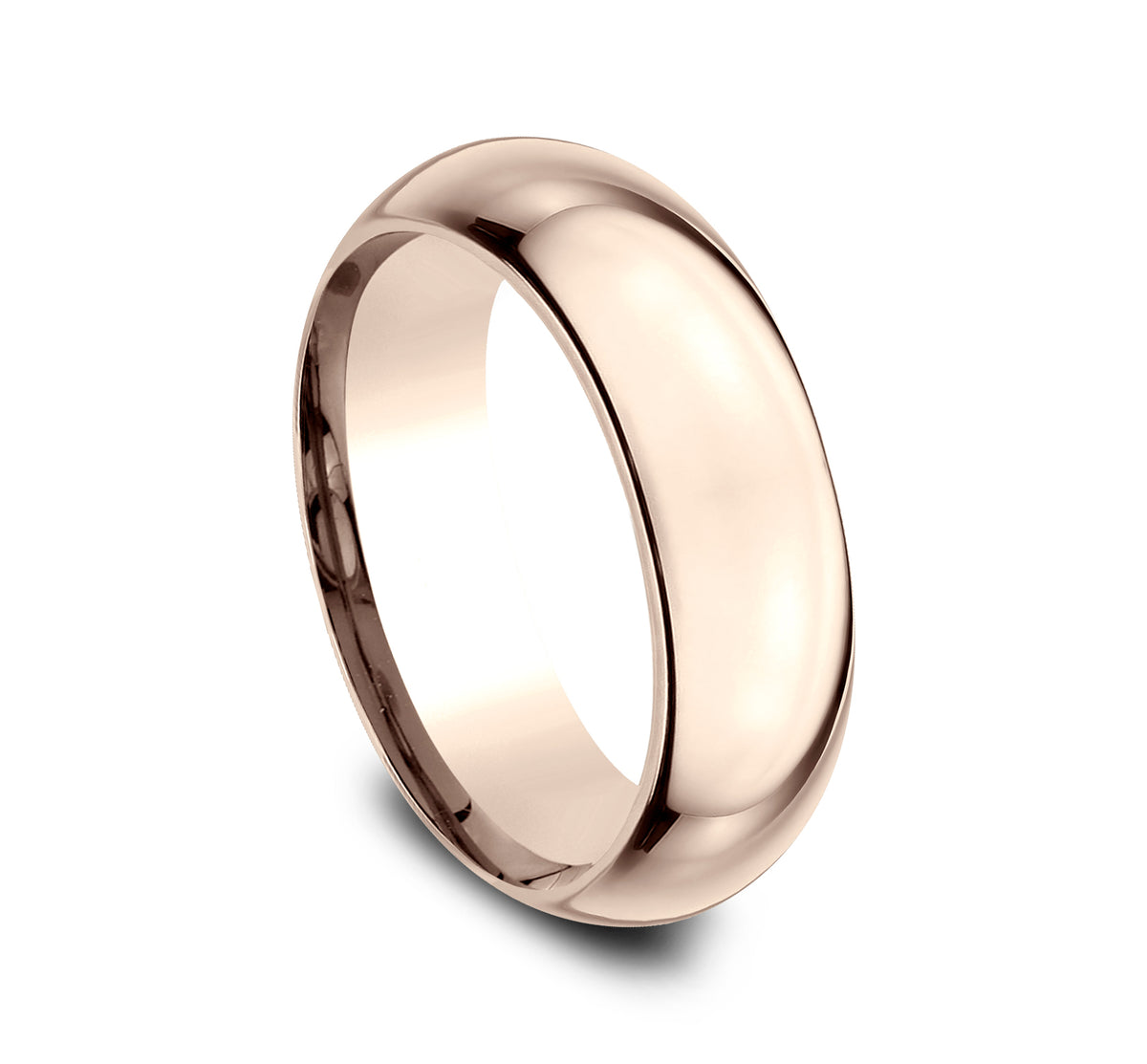 High Dome Comfort Fit 7mm 14K Rose Benchmark men's wedding band