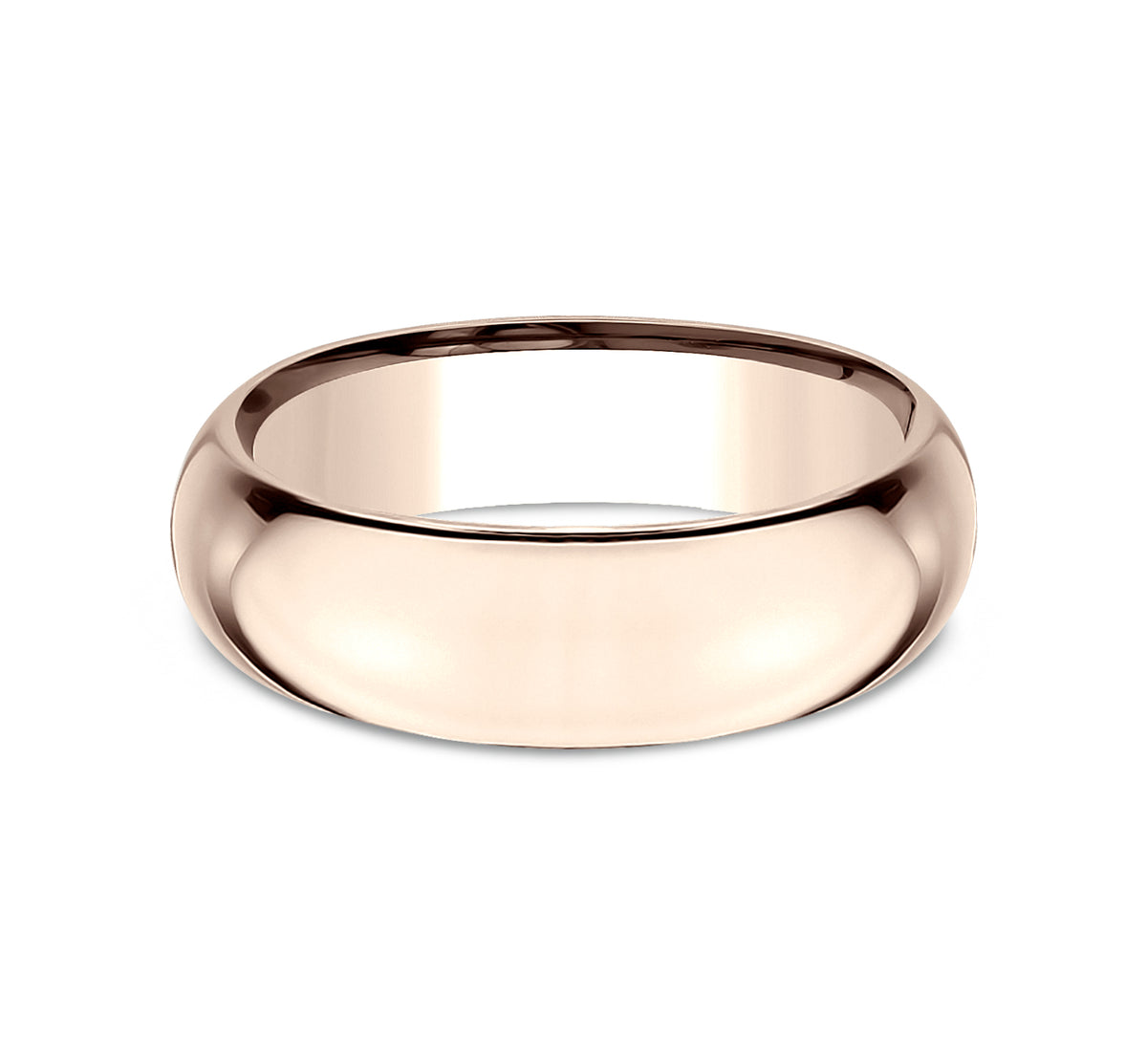 High Dome Comfort Fit 7mm 14K Rose Benchmark men's wedding band