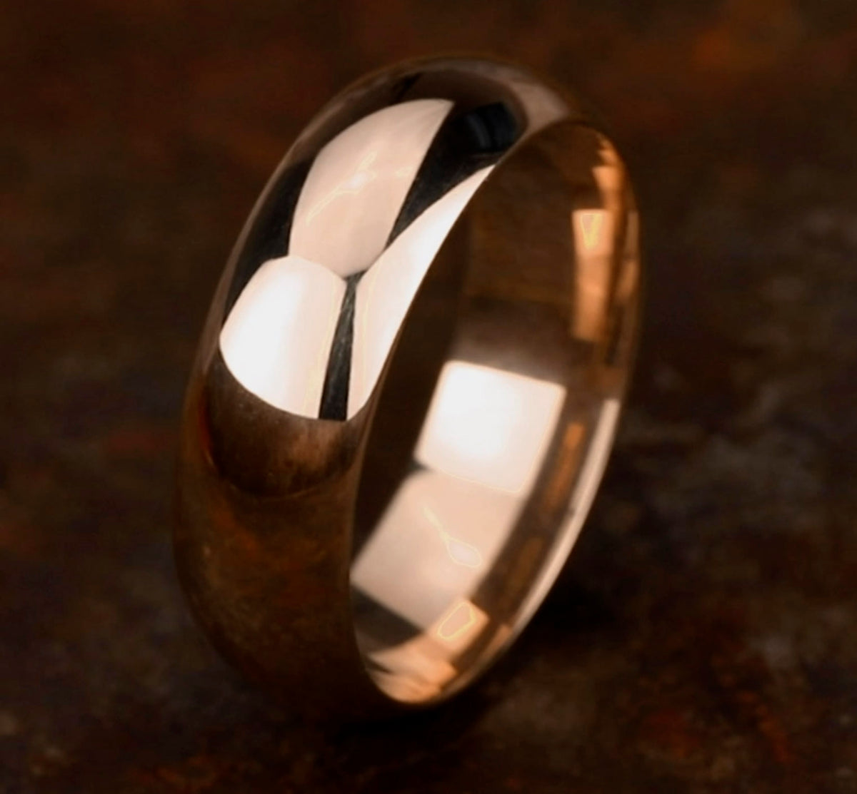 High Dome Comfort Fit 7mm 14K Rose Benchmark men's wedding band