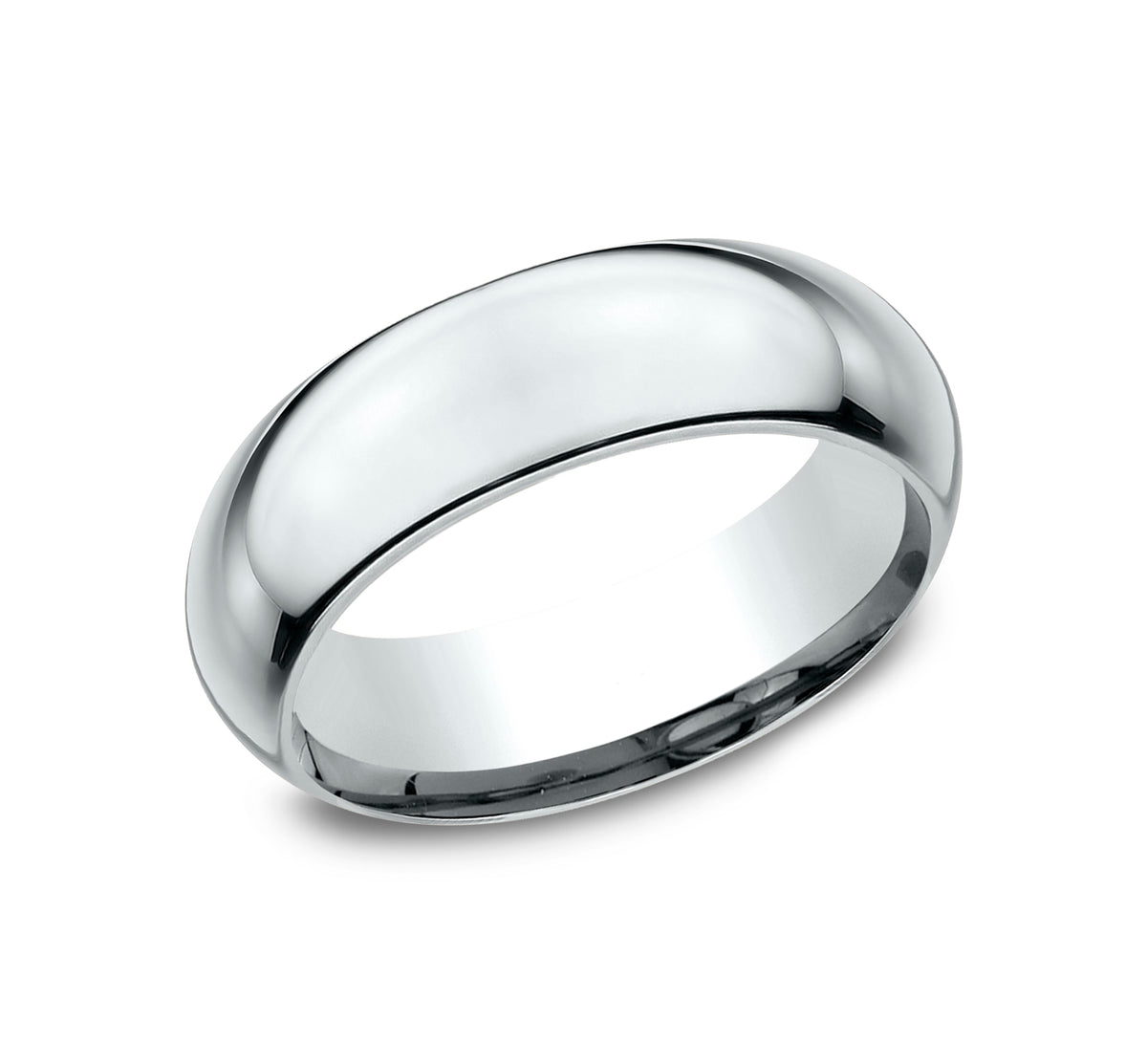 High Dome Comfort Fit 7mm 14K White Benchmark men's wedding band