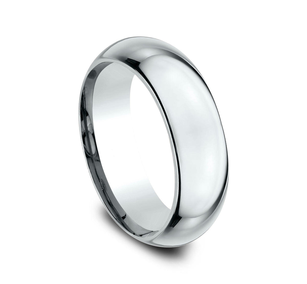 High Dome Comfort Fit 7mm 14K White Benchmark men's wedding band