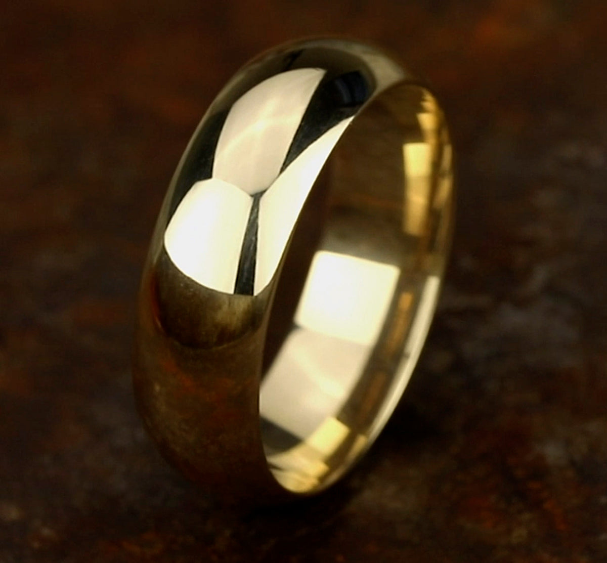 High Dome Comfort Fit 7mm 14K Yellow Benchmark men's wedding band
