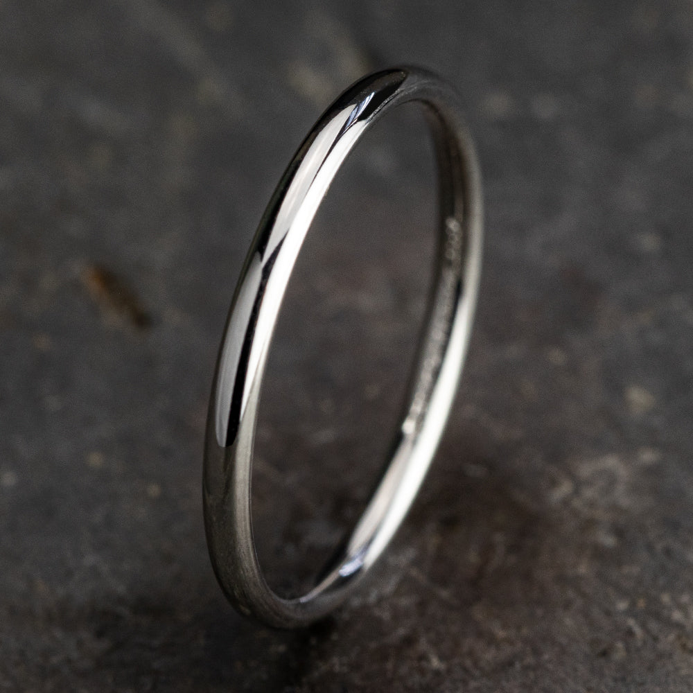 Regular Dome Comfort Fit 2mm 14K White Benchmark men's wedding band