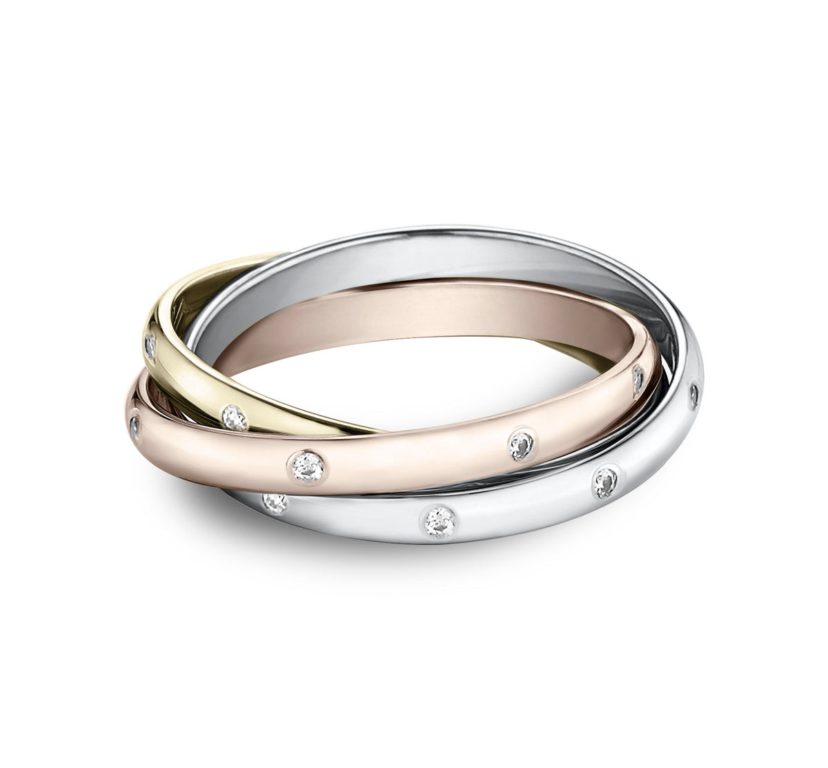 THE DIANA 2mm 14K White/Yellow/Rose Benchmark men's wedding band