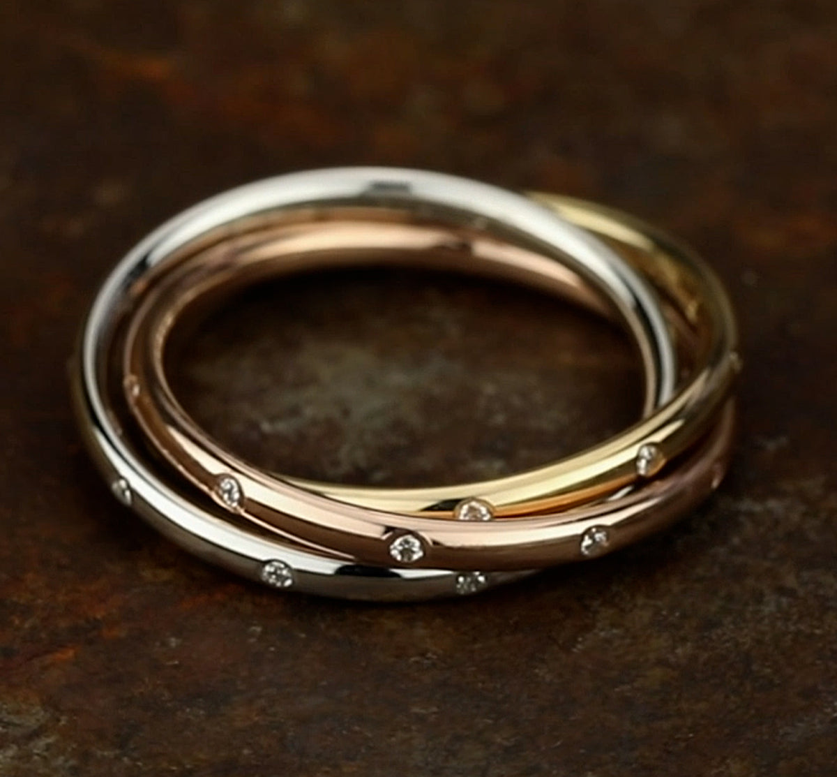 THE DIANA 2mm 14K White/Yellow/Rose Benchmark men's wedding band