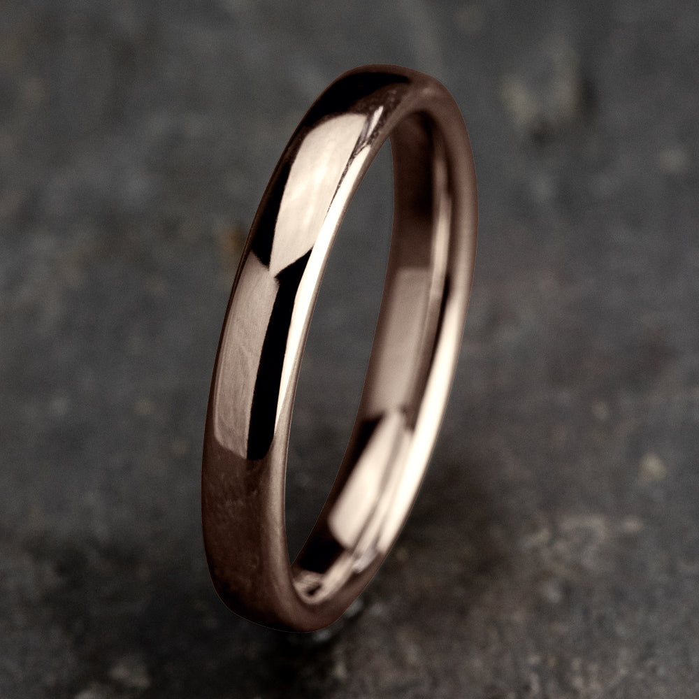 Regular Dome Comfort Fit 3mm 14K Rose Benchmark men's wedding band
