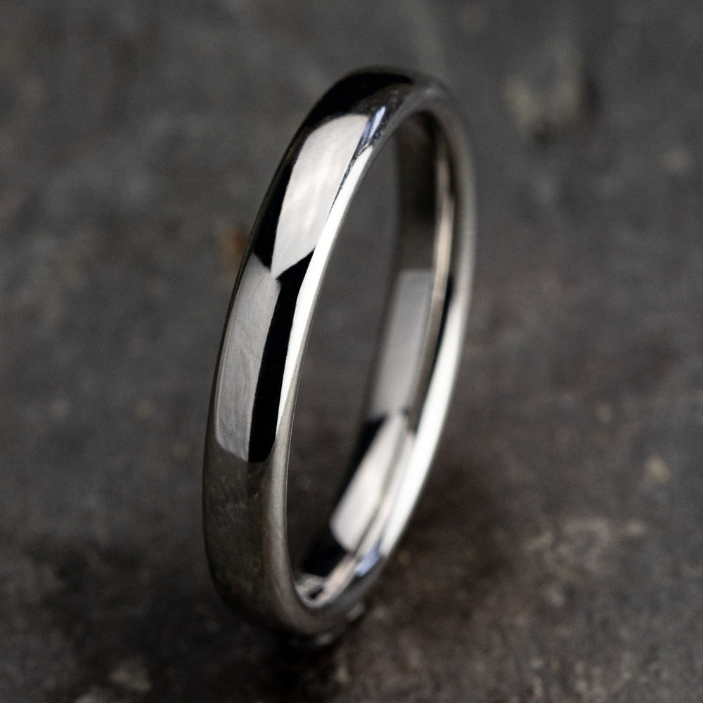 Regular Dome Comfort Fit 3mm 14K White Benchmark men's wedding band