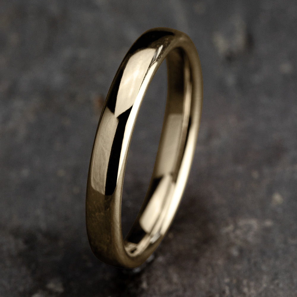 Regular Dome Comfort Fit 3mm 14K Yellow Benchmark men's wedding band