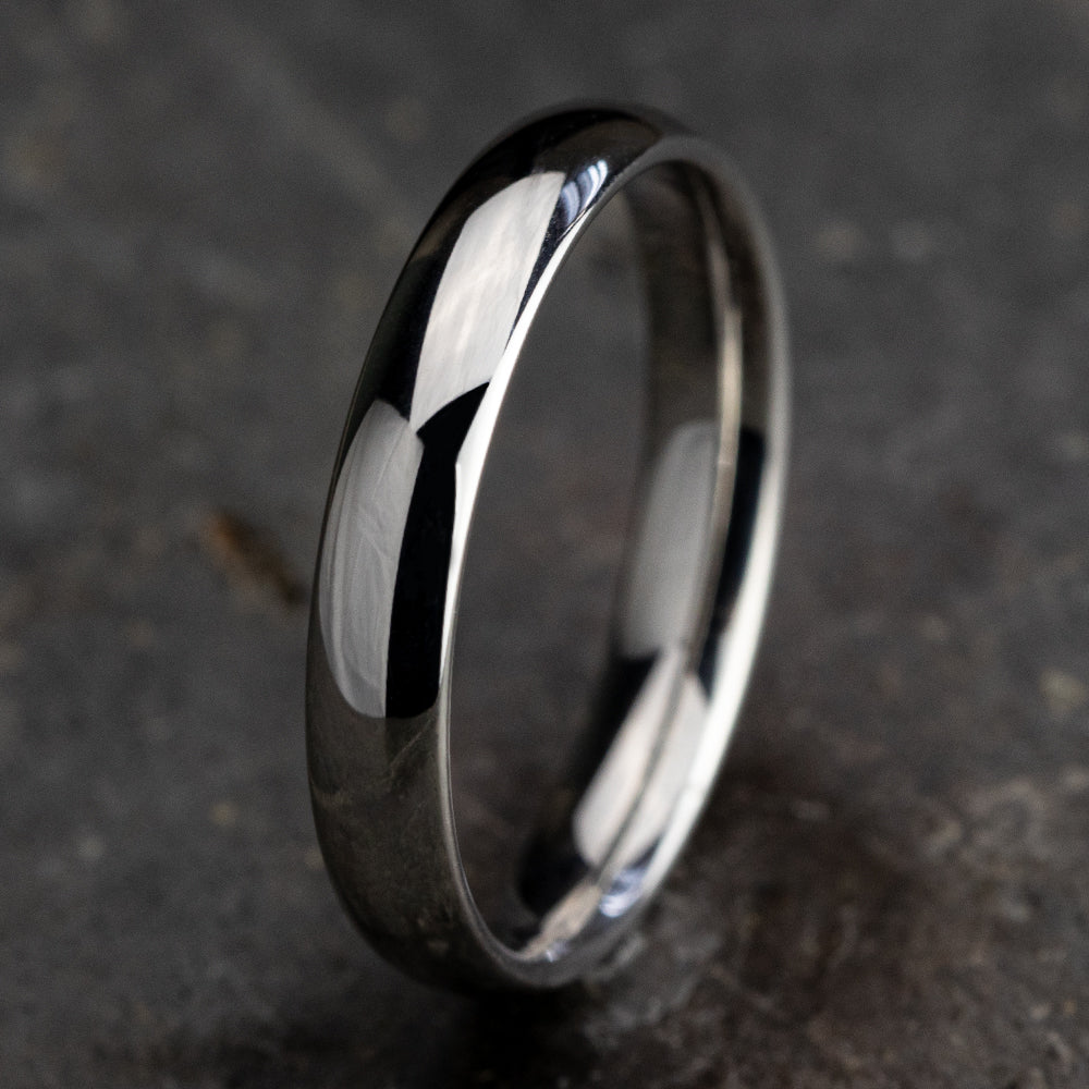 Regular Dome Comfort Fit 4mm 14K White Benchmark men's wedding band