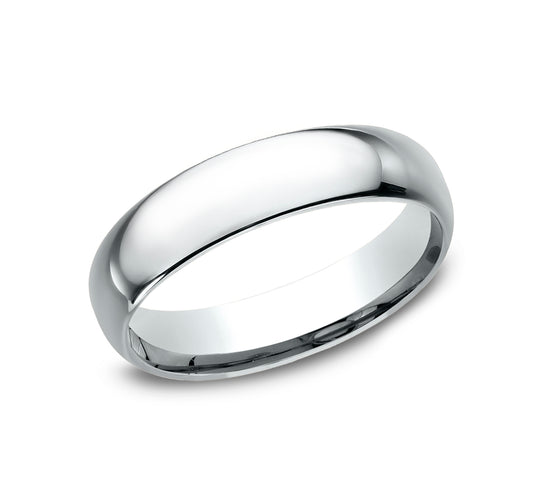 Regular Dome Comfort Fit 5mm 14K White Benchmark men's wedding band