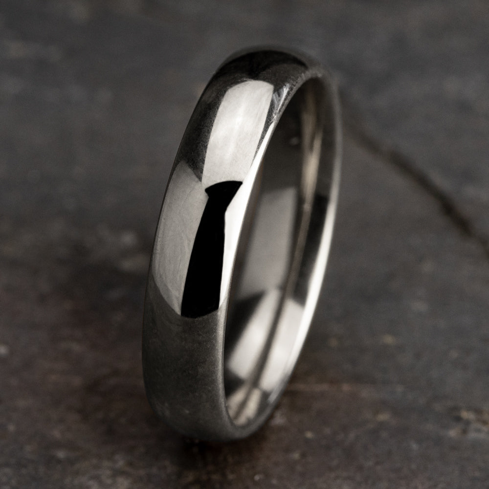 Regular Dome Comfort Fit 5mm 14K White Benchmark men's wedding band