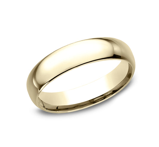 Regular Dome Comfort Fit 5mm 14K Yellow Benchmark men's wedding band