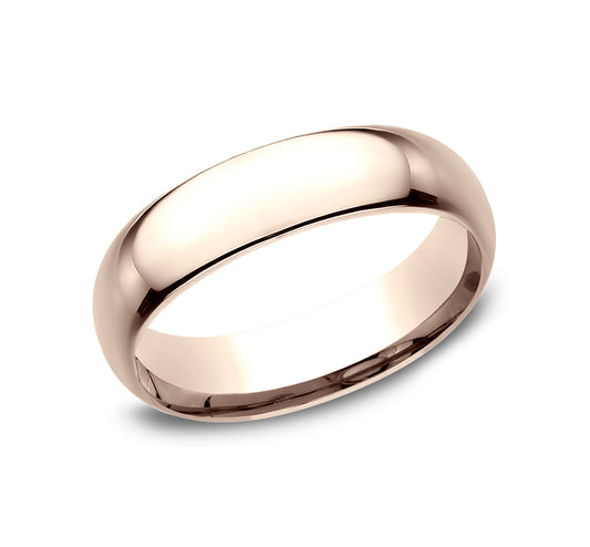 Regular Dome Comfort Fit 6mm 14K Rose Benchmark men's wedding band