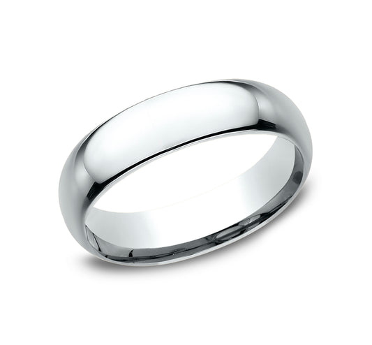 Regular Dome Comfort Fit 6mm 14K White Benchmark men's wedding band