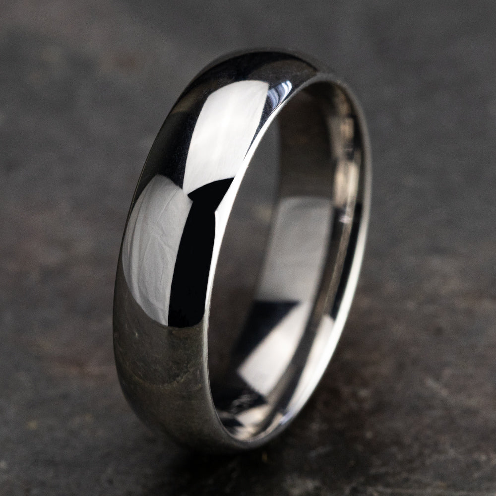 Regular Dome Comfort Fit 6mm 14K White Benchmark men's wedding band
