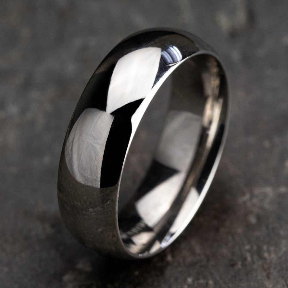Regular Dome Comfort Fit 7mm 14K White Benchmark men's wedding band
