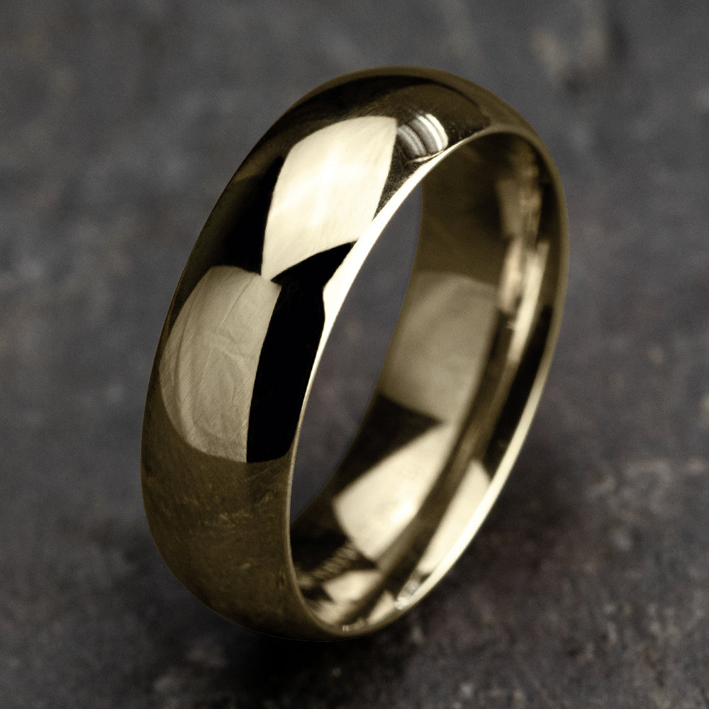 Regular Dome Comfort Fit 7mm 14K Yellow Benchmark men's wedding band