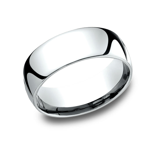 Regular Dome Comfort Fit 8mm 14K White Benchmark men's wedding band