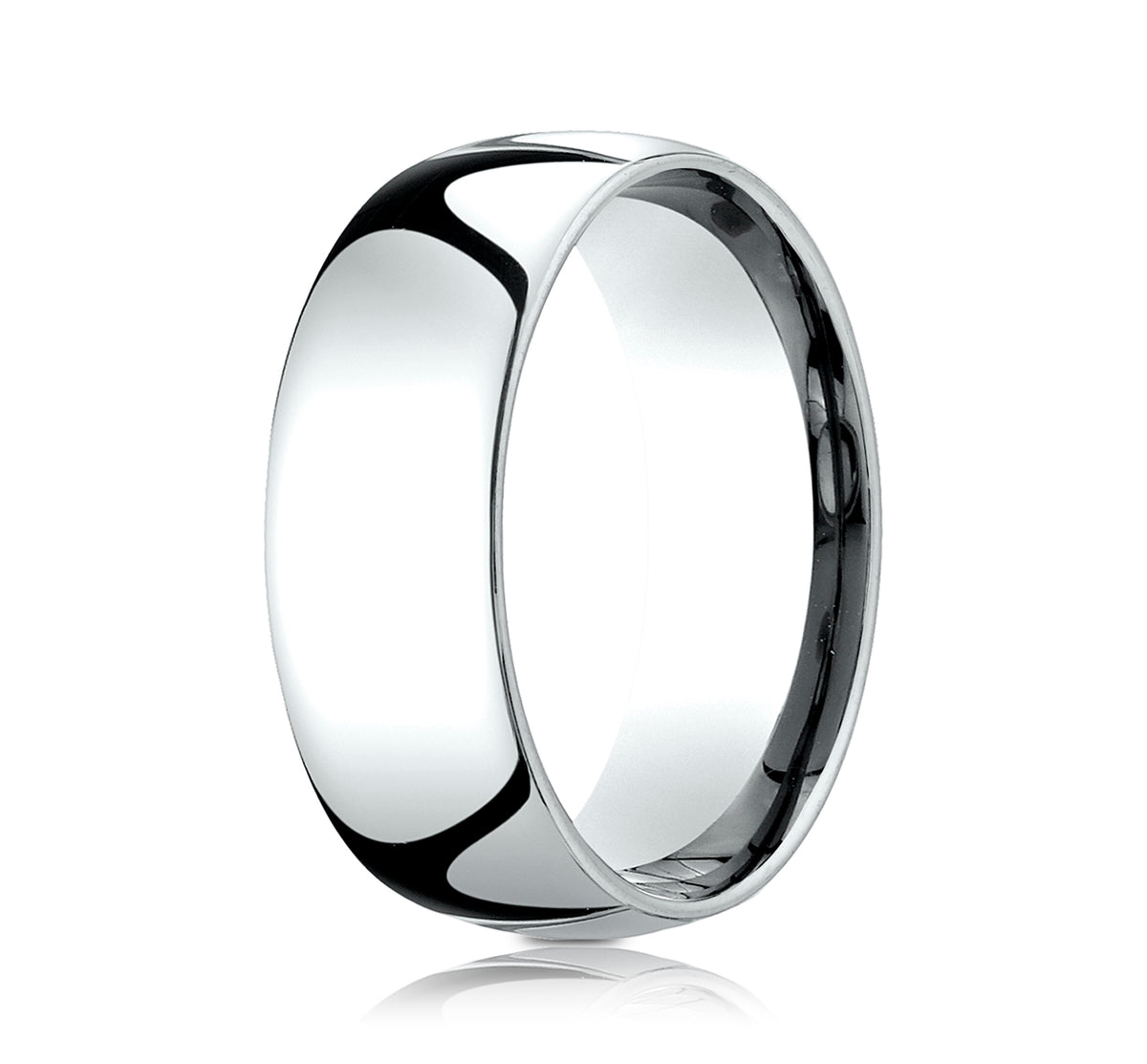 Regular Dome Comfort Fit 8mm 14K White Benchmark men's wedding band