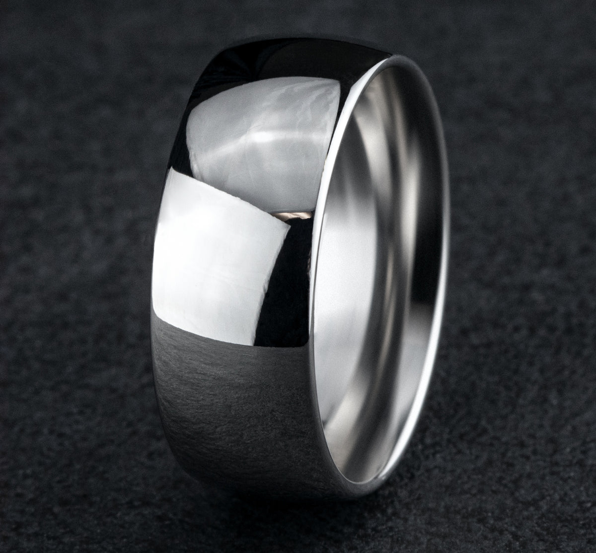 Regular Dome Comfort Fit 8mm 14K White Benchmark men's wedding band