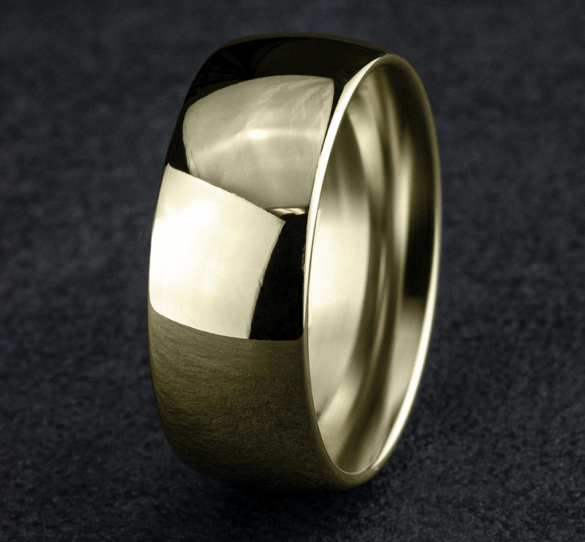 Regular Dome Comfort Fit 8mm 14K Yellow Benchmark men's wedding band